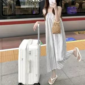 스트라이프 여름원피스 나시 휴양지룩 바캉스룩 바캉스원피스 롱원피스 밴딩