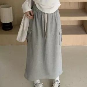 데일리 치마 건빵 면 기모 캐주얼 스커트 밴딩 롱