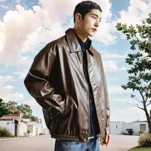 [프로셀러] 남자 남녀공용 오버핏 카라 레더 가죽 라이더 자켓