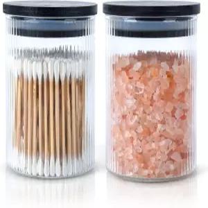 BKYFPQ 2팩 립글래스 큐팁 홀더 디스펜서 세트 - 뚜껑이 있는 약용 병 화장실 용기 보관 정리함 및 화장솜