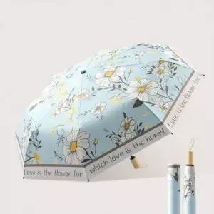 [하프클럽/]우드 휴대용 베스트 손잡이 심플 양산 장마 3단 로즈