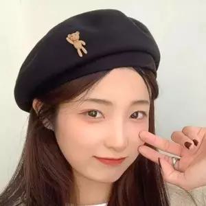 큰손 곰돌이 베레모 화가모 여성 겨울모자 모던 예쁜 데일리룩 y2k