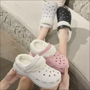 털안감 탈부착 슬리퍼 통굽 투웨이 샌들 겨울 실내화 3색 (WFKBSNL)