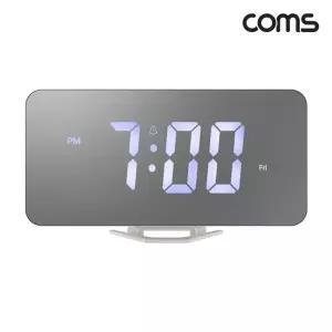 (COMS) 거울 LED 디지털시계 날짜 온도 시간 알람시계 (KYR-WC5B4B6)