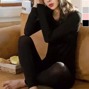 여자 신축성 스타일 상의 하의 세트 겨울 보온 레깅스 기모 내복 겨울 상하의세트