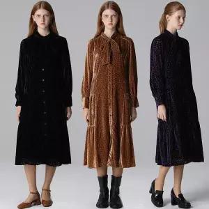 정품발송 르오트LeOT 벨벳 번아웃 타이넥 원피스-사이즈 55-88까지 360825