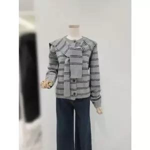 [갤러리아] [SOUP] 숄 세트 스트라이프 니트 가디건 SBAGD34