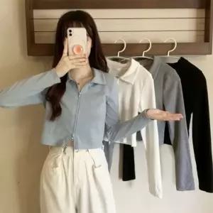 은창]크롭 카라넥 지퍼 러블리 아우터 자켓 바람막이 여름 크롭 비치 수영복 봄 가을 아우터 여성휴가 비키