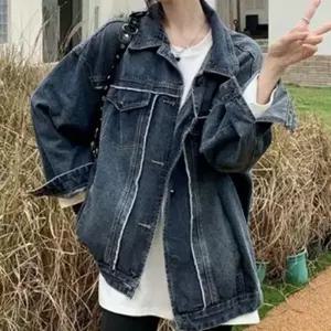 (사이즈 진청FREE)여성 워싱 데님 자켓 오버핏 봄 가을 겨울 방풍 아우터 바람막이 플리스 후드 다운 점퍼