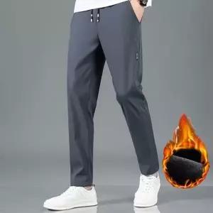 남성 겨울 스판 기모 정장 팬츠 밴딩 방한 일자바지