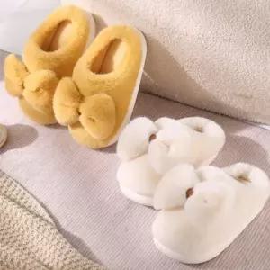 겨울 리본 털 실내화 슬리퍼 굽3.5cm 사무실 병원 폭신 거실화