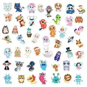 [엄지척]노트북 캐릭터 동물 스티커 50장 세트 방수 캐리어 스