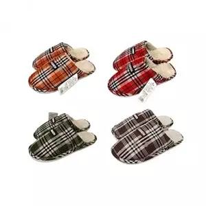 [엄지척]논슬립 방한 윈터 거실화 체크줄무늬 따뜻 실내화 1p