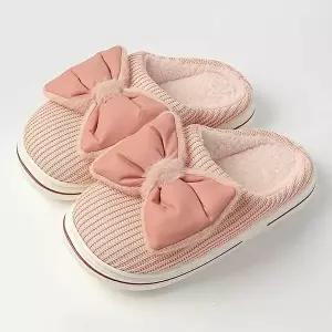 [엄지척]겨울 털슬리퍼 큐티 리본 235-240mm 거실화 사무실