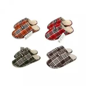논슬립 방한 윈터 거실화 체크줄무늬 따뜻 실내화 1p