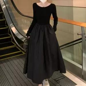 고품질 미니원피스 신축성 상의 니트원피스 A라인 치마 원피스 (WFKDY4F)