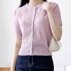 여성 여름 데일리 시스루 펀칭 반팔 니트 가디건여성가디건코디 여름니트