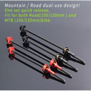 호환 위험 자전거 티타늄 합금 퀵 릴리스 산악 100/135mm 도로 허브 꼬치 QR 카본 레버 포함