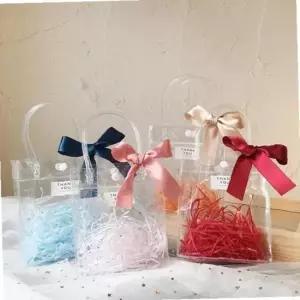 ksr 답레품 선물 포장 가방 어린이날 스승의날 웨딩 클리어하트 심플 투명 구디백 15x20x8cm