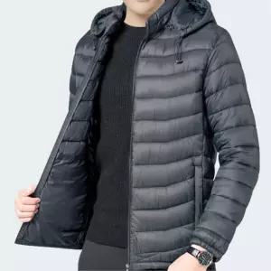 낚시활동 방한아우터 베이직컬러 후드달린 경량패딩/ 아빠선물 촌캉스룩 겨울데일리