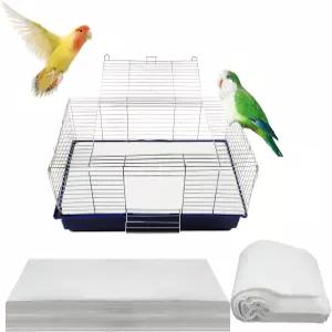 버예 200개 새장 용지 라이너 일회용 비직조 앵무새 새 패드 프리컷 흡수성 카나리아 핀치 마카우 애완동물