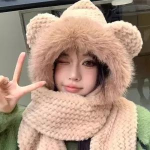 바라클라바 곰돌이 군밤 귀도리 니트 겨울 모자