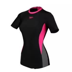 스피도 2025 여자 반팔 원피스 수영복 U113548 온천수영복