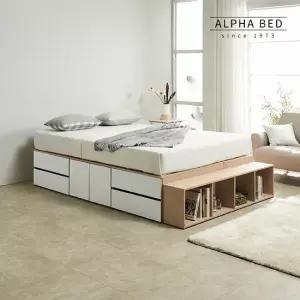 알파침대 어셈블 무헤드 책장형 멀티 수납침대 SS+애쉬드 독립