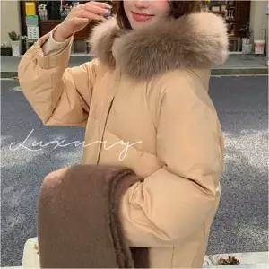 웰론 여자 루즈핏 후드 점퍼 롱패딩 퍼트리밍 3컬러 겨울