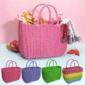 가방 도시락 스타일 피크닉가방 소풍 토트백 라탄짜임