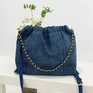 골드 체인 숄더 크로스 데님 백 코디 여성 데님 가방