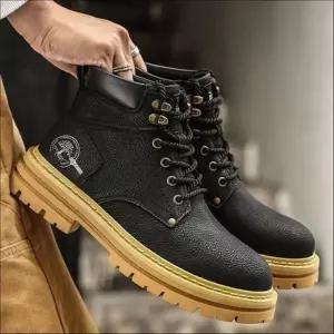 남성 빈티지 워커 클래식 레이스업 인조가죽 부츠 4cm
