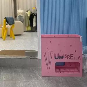 [설렘하우스] 비오는날 우산꽂이 소형 12구 핑크 매장용 철제 입간판우산꽂이 카페 식당