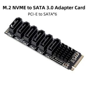 M.2 NVME PCI-E X4 X8 X16-6 포트 3.0 SATA 어댑터 카드 라이저 III ASM1166 6GB/S 섀시 서버 PC 컴퓨터 확