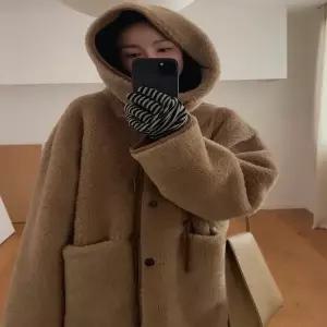 스웨이드 자켓 재킷 봄 가을 점퍼 아우터 카라 여성 패셔너블한 레이지 스타일 코트 겨울 루즈핏 후드 퍼