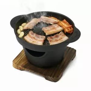 원형 구이불판 1인 미니 주물 화로세트