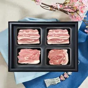 [명품] 제주 돼지 선물세트 4구 1.8kg(백오겹500gx2팩/백전지400g/박피목살400g)