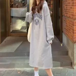 기모 루즈핏 데일리 여성 롱 원피스 긴팔 캐주얼 후드 루즈핏원피스 여성 긴팔원피스 롱팔원피스