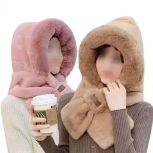 [골드스마일]목도리 겨울 후드목도리 밍크털모자 방한용 털모자 일