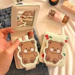 (타입 곰돌이)휴대용 립스틱 파우치 미니 휴대용 여행 보호케이스