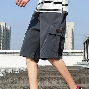 남성용 포켓 밴딩 카고 반바지 데일리 작업복 팬츠