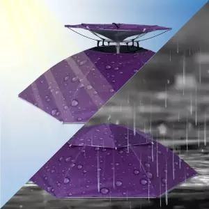 머리에 쓰는 2단 우산모자 중형 퍼플 WFJ0T87