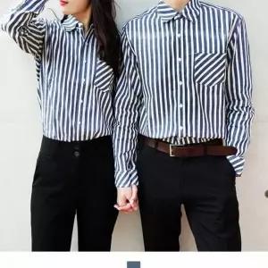 [골드스마일]스트라이프 정장 셔츠 남녀 커플룩 오피스 하객 출근 모임복