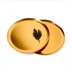 메탈 골드 원형 쟁반 카페 스텐 트레이 접시