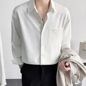 [셀러에이드]남성용 여름 긴팔 포켓 셔츠 캐주얼 정장 남방 간절기용