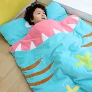 ( )극세사 유아 어린이집 낮잠 이불 배게 침구 세트 가방 상어