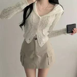 크롭기장 아우터 시스루 썸머  니트짜임 가디건