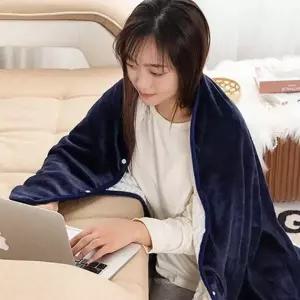 ( )똑딱이단추 이중 극세사 망토 담요 100x150cm 다크블루 극세사담요 가디건 망또 니트 겨울담요