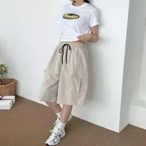 여자 립스탑 카고 반바지 5부 숏팬츠 밴딩팬츠 데일리 WEF106B