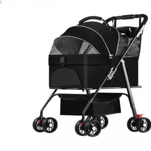 강아지 두마리 폴딩 애견 개모차 분리 이동장 다견 유모차 접이식 트윈 펫모차 이층